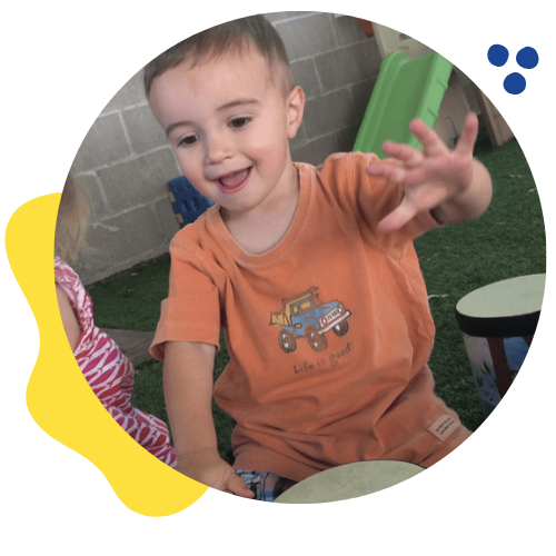 Caring teachers working with children