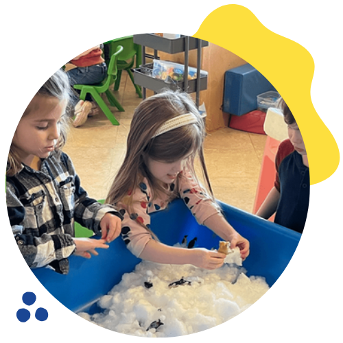 Caring teachers working with children