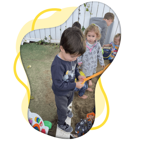 Caring teachers working with children